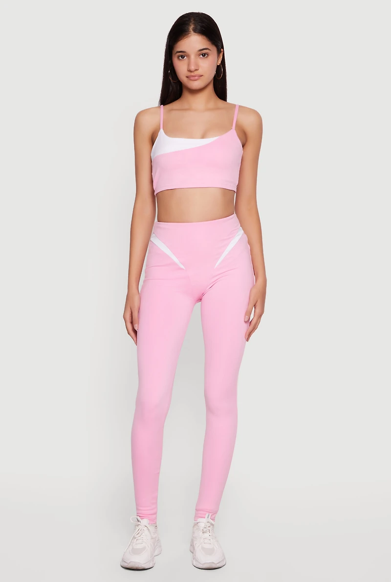 Contrast Trim High Waisted Leggings