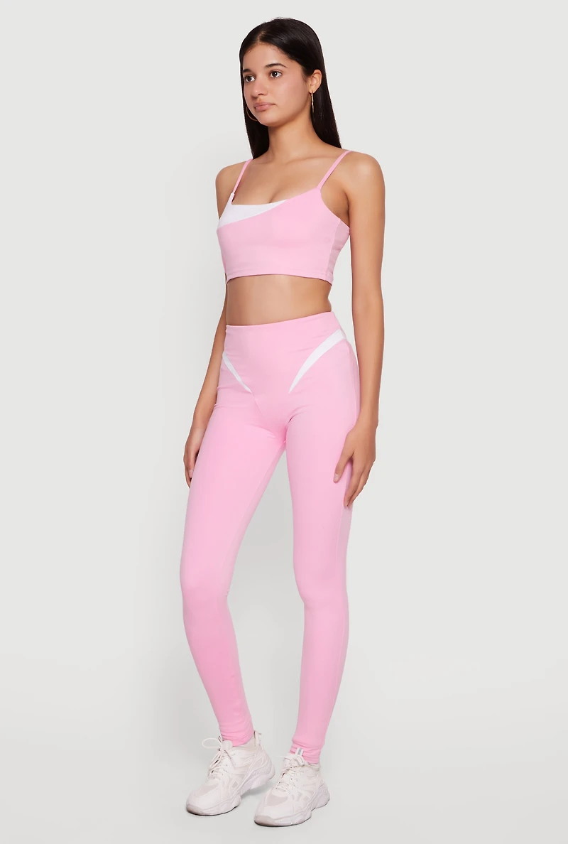 Contrast Trim High Waisted Leggings