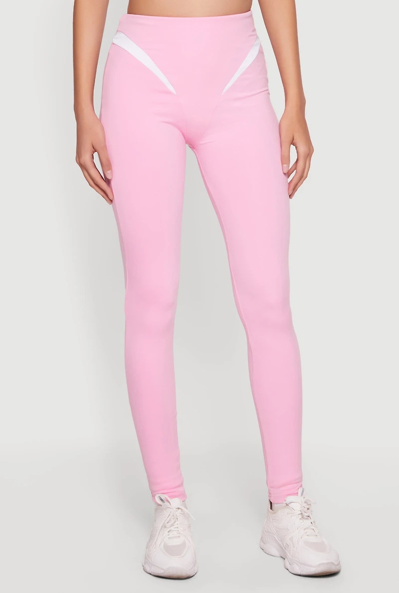 Contrast Trim High Waisted Leggings