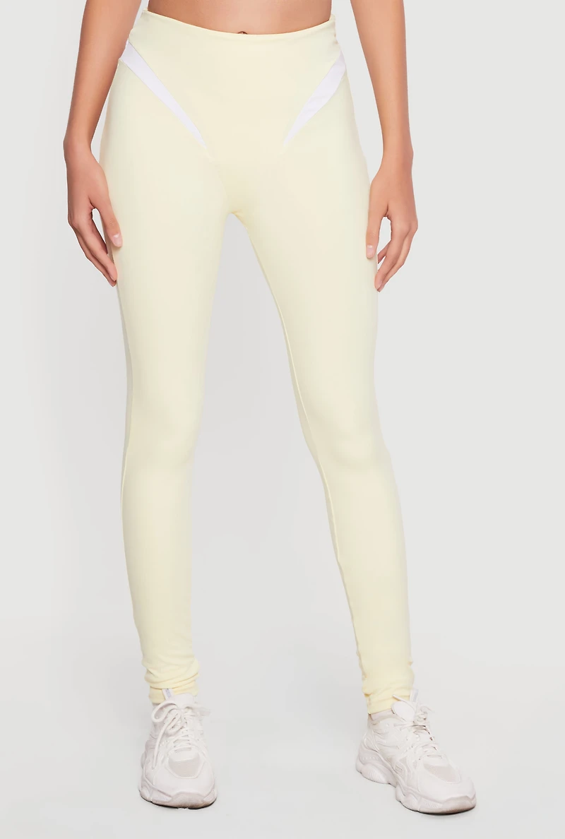 Contrast Trim High Waisted Leggings