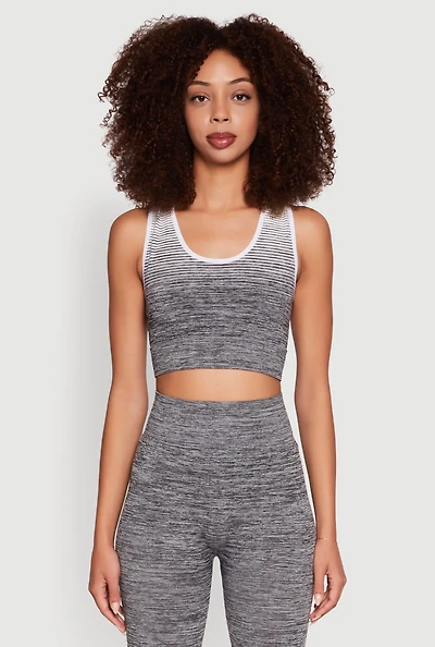 Womens Trendy Marled Ombre Cropped Tank Top, L-XL