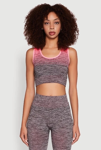 Womens Trendy Marled Ombre Cropped Tank Top, Multi, Size L-XL