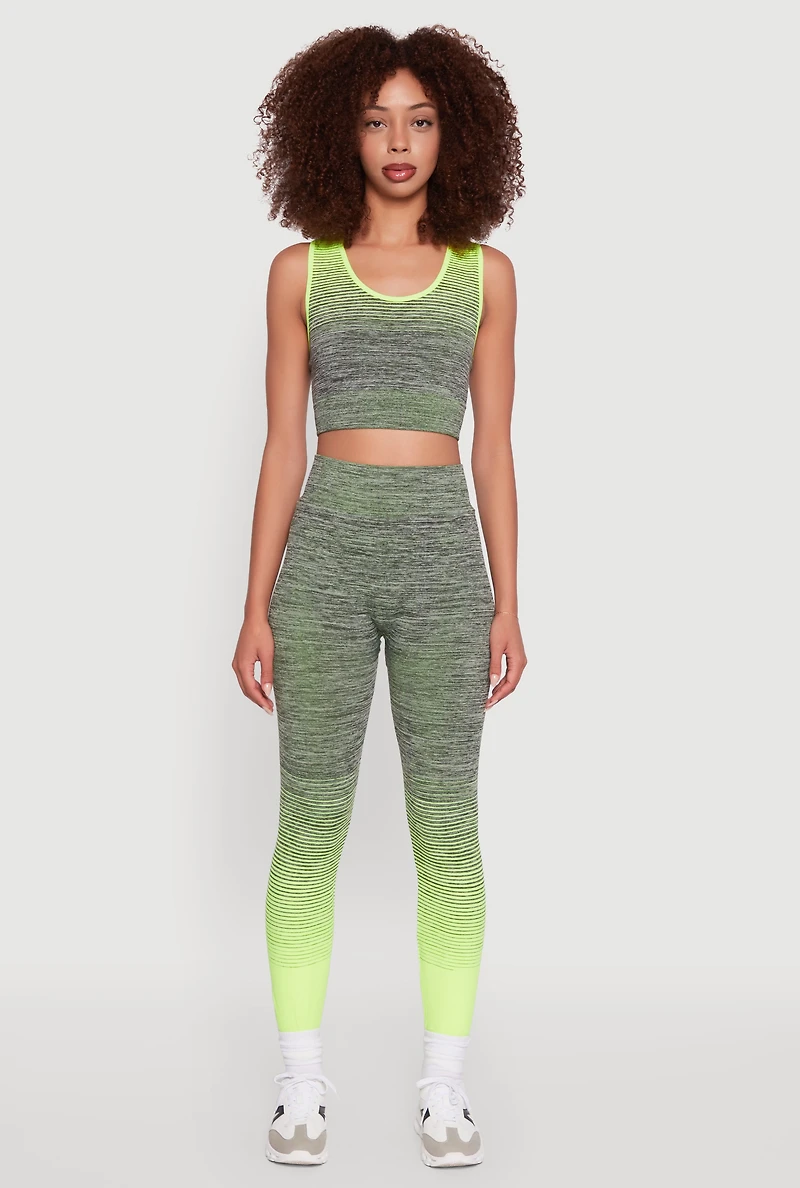 Womens Trendy Marled Ombre Stretch Leggings, Green, Size S-M