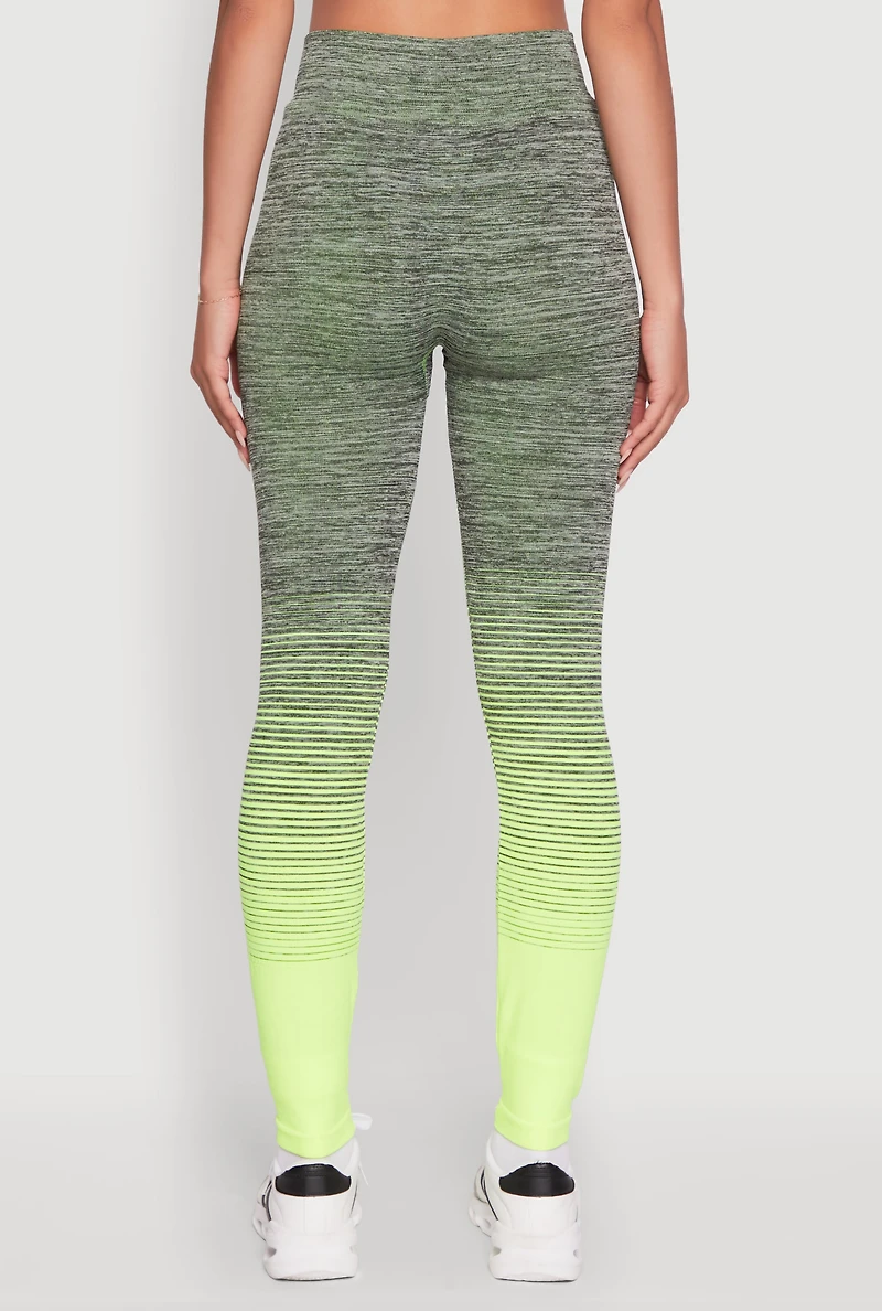 Womens Trendy Marled Ombre Stretch Leggings, Green, Size S-M