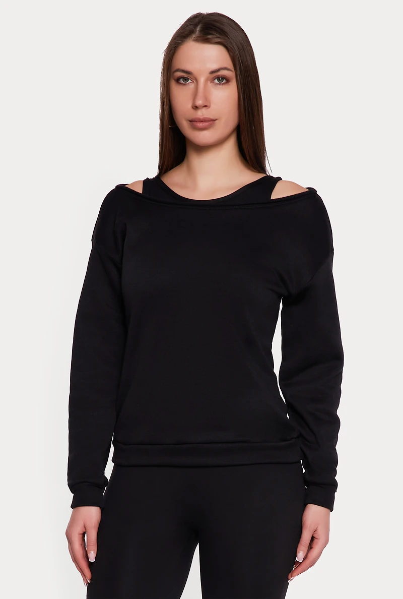 Solid Long Sleeve Boat Neck Pullover