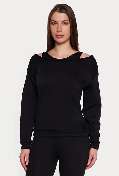 Solid Long Sleeve Boat Neck Pullover