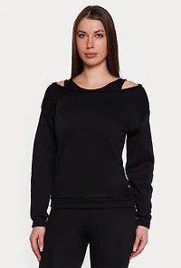 Solid Long Sleeve Boat Neck Pullover