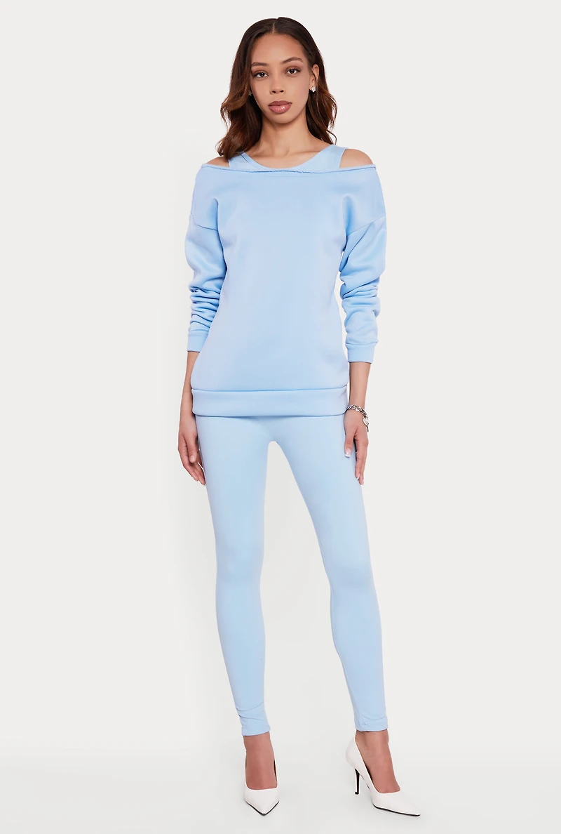 Solid Long Sleeve Boat Neck Pullover