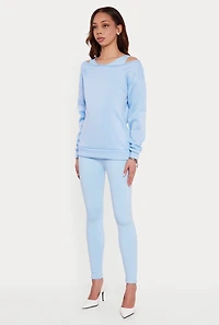 Solid Long Sleeve Boat Neck Pullover