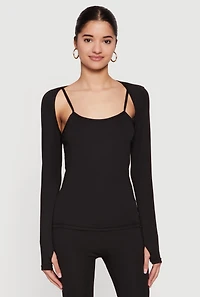Scoop Neck Cami and Long Sleeve Shrug with Thumb Holes Set