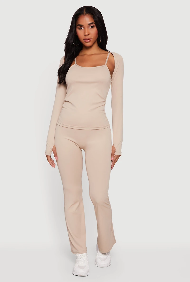 Scoop Neck Cami and Long Sleeve Shrug with Thumb Holes Set