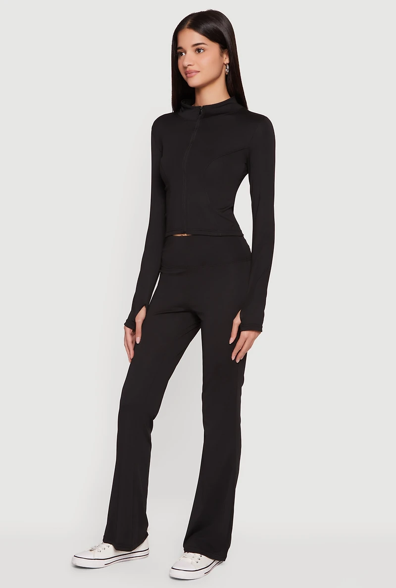 Solid High Waisted Flare Leg Yoga Pants