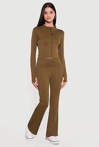 Solid High Waisted Flare Leg Yoga Pants