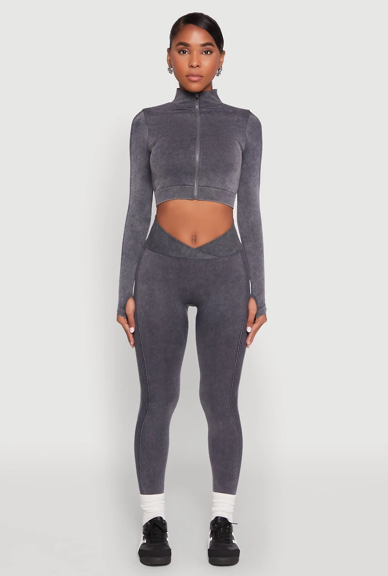 Seamless Mineral Wash Crop Track Jacket