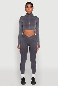 Seamless Mineral Wash Crop Track Jacket