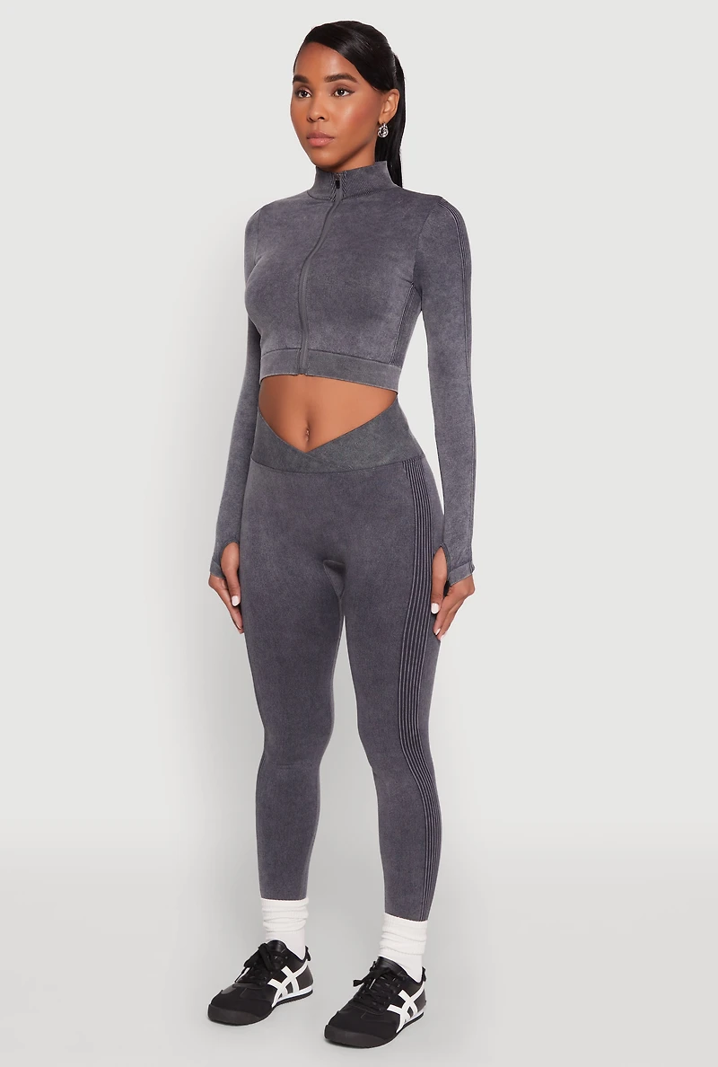 Seamless Mineral Wash Crop Track Jacket