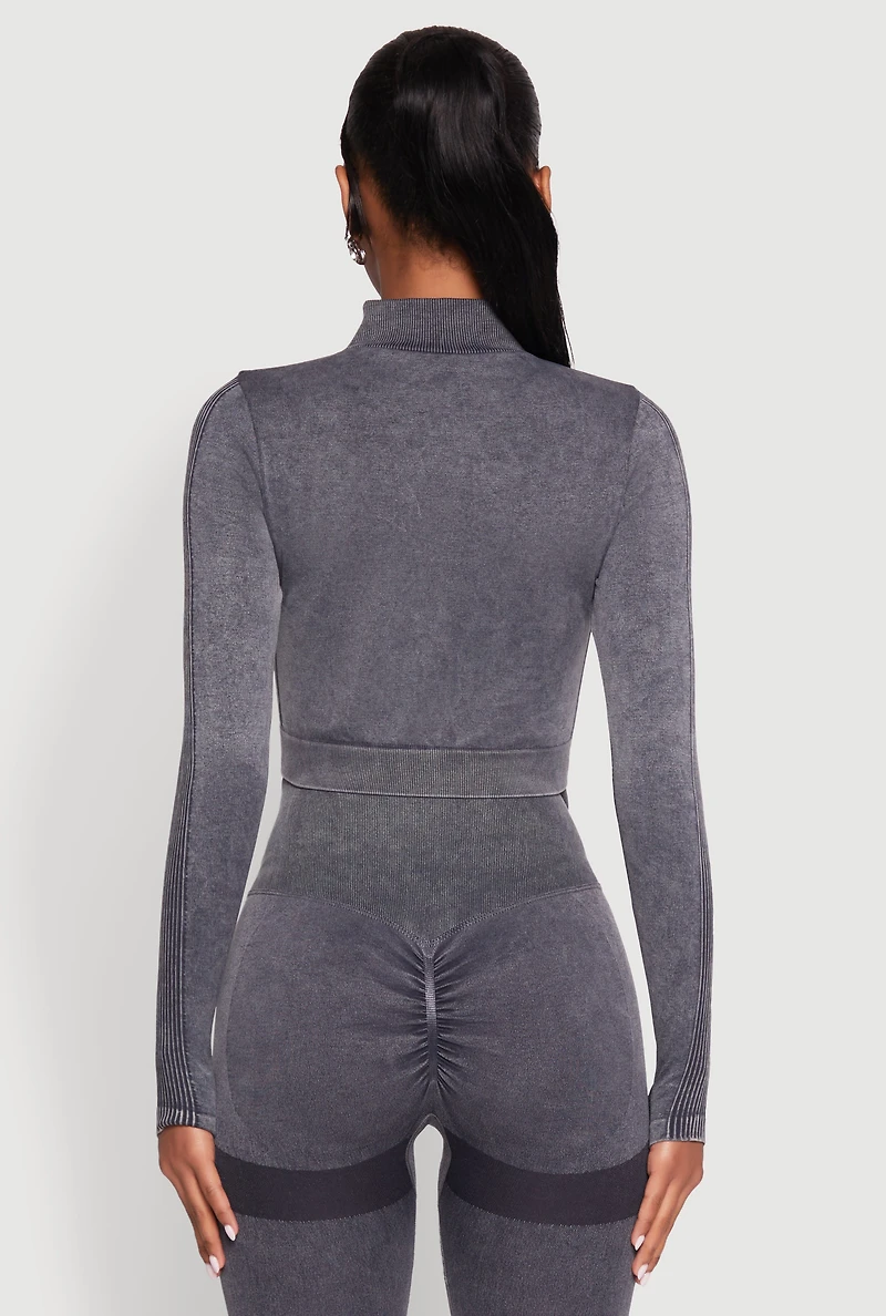 Seamless Mineral Wash Crop Track Jacket