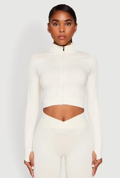 Womens Seamless Mineral Wash Crop Track Jacket,