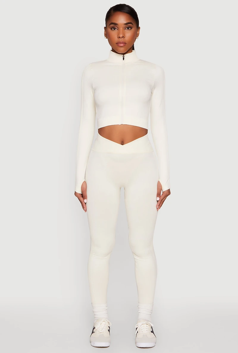 Womens Seamless Mineral Wash Crop Track Jacket,