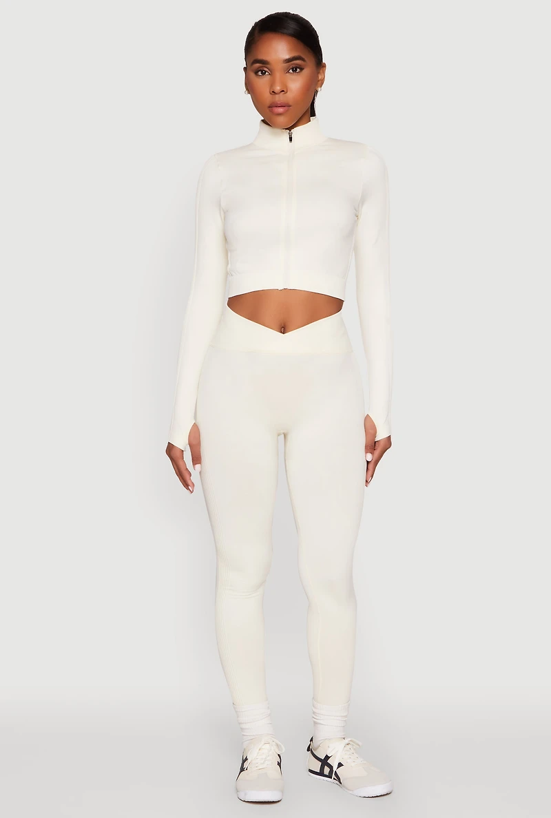 Womens Seamless Mineral Wash Crop Track Jacket,