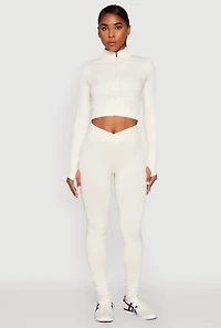 Womens Seamless Mineral Wash Crop Track Jacket,
