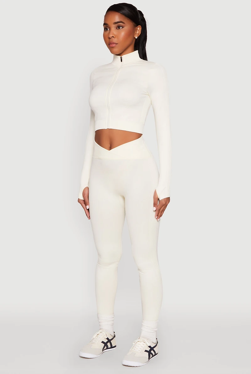 Womens Seamless Mineral Wash Crop Track Jacket,