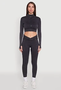 Womens Seamless Mineral Wash Ruched High Waisted Leggings, Grey, Size L