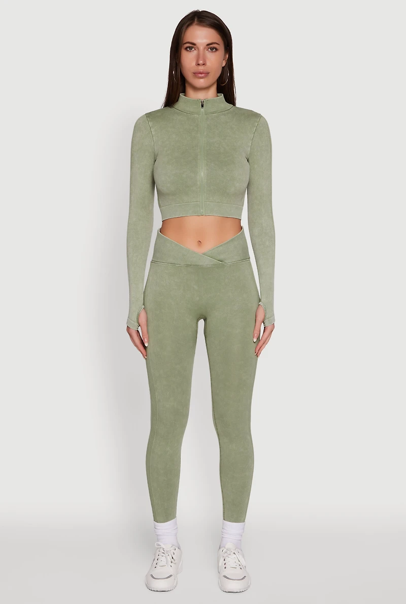 Womens Seamless Mineral Wash Ruched High Waisted Leggings,