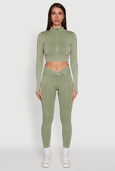Womens Seamless Mineral Wash Ruched High Waisted Leggings,
