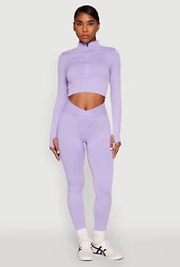 Womens Seamless Mineral Wash Ruched High Waisted Leggings, Purple, Size L