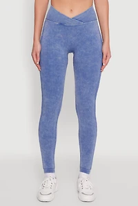 Womens Seamless Mineral Wash Ruched High Waisted Leggings, Blue, Size M