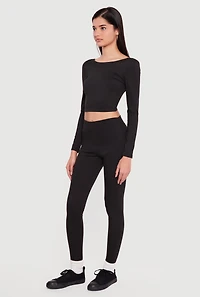 High Waisted Decorative Stitch Leggings