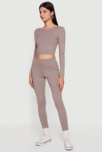 High Waisted Decorative Stitch Leggings