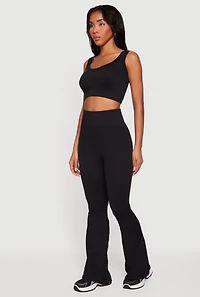 Ribbed High Waisted Flare Leg Active Pants