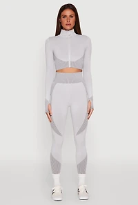 Striped Detail Two Tone Leggings