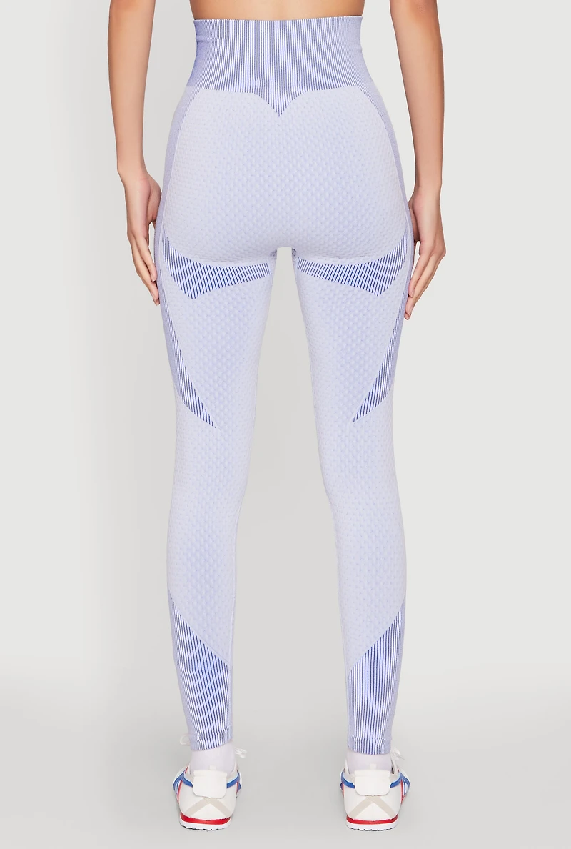 Womens Striped Detail Two Tone Leggings, M