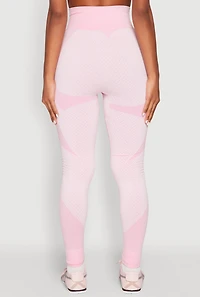 Womens Striped Detail Two Tone Leggings, Pink,