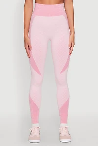 Womens Striped Detail Two Tone Leggings, Pink,