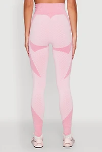 Womens Striped Detail Two Tone Leggings, Pink,