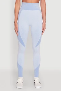 Womens Striped Detail Two Tone Leggings,