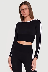 Varsity Stripe Seamless Long Sleeve Crop Top