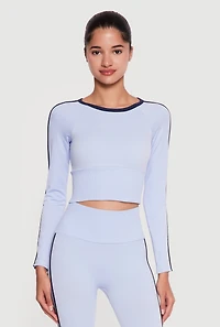 Varsity Stripe Seamless Long Sleeve Crop Top