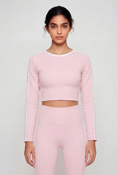Varsity Stripe Seamless Long Sleeve Crop Top