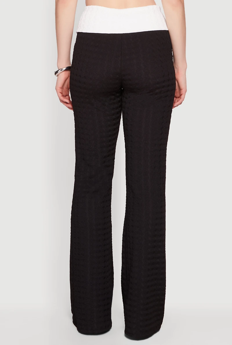 Contrast Trim Flare Leg Casual Pants