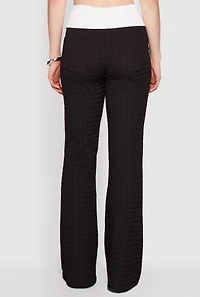 Contrast Trim Flare Leg Casual Pants