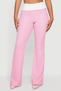 Contrast Trim Flare Leg Casual Pants