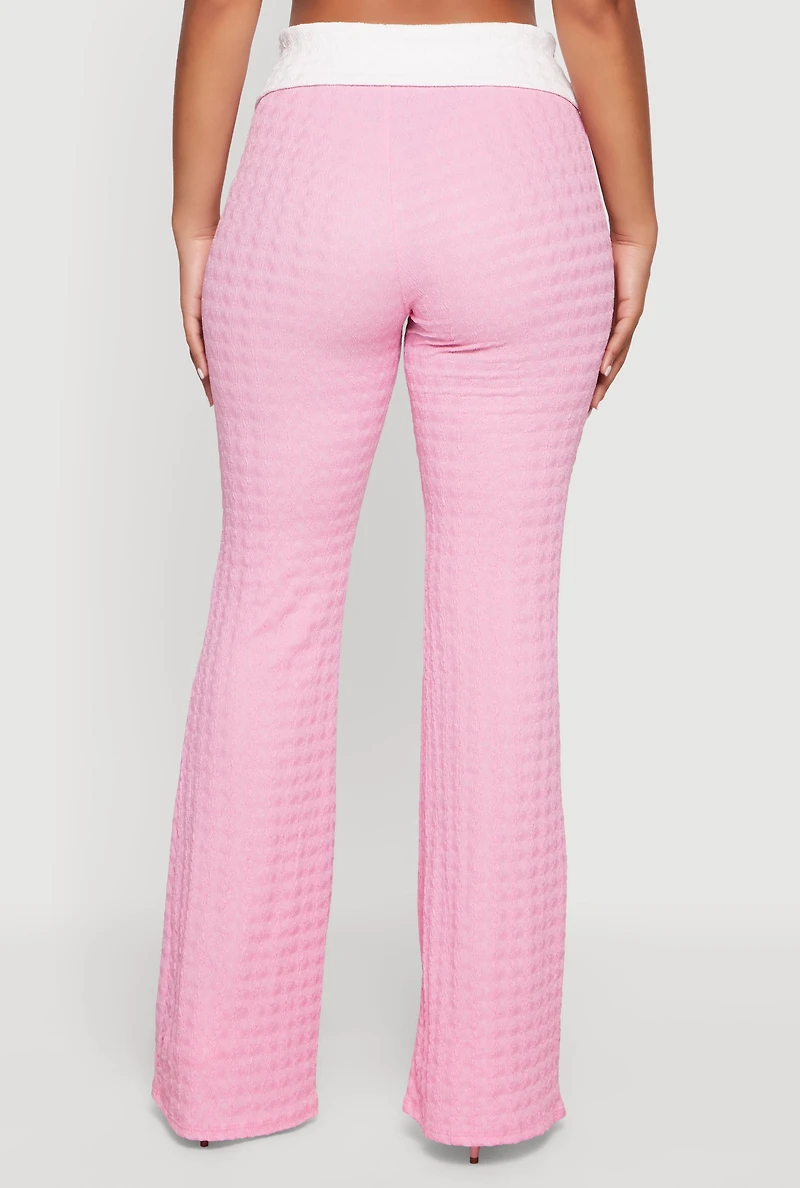 Contrast Trim Flare Leg Casual Pants