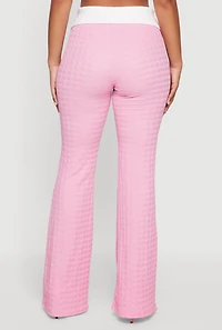 Contrast Trim Flare Leg Casual Pants