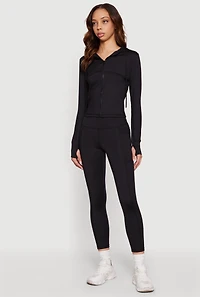 Long Sleeve Zip Front Hooded Active Jacket