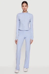 Contrast Piping High Waisted Straight Leg Active Pants